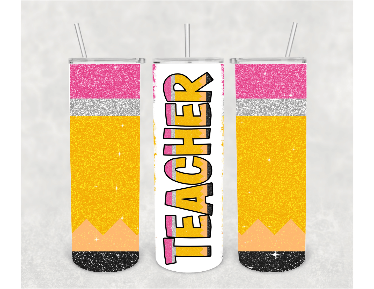 Glitter Pencil Teacher Tumbler