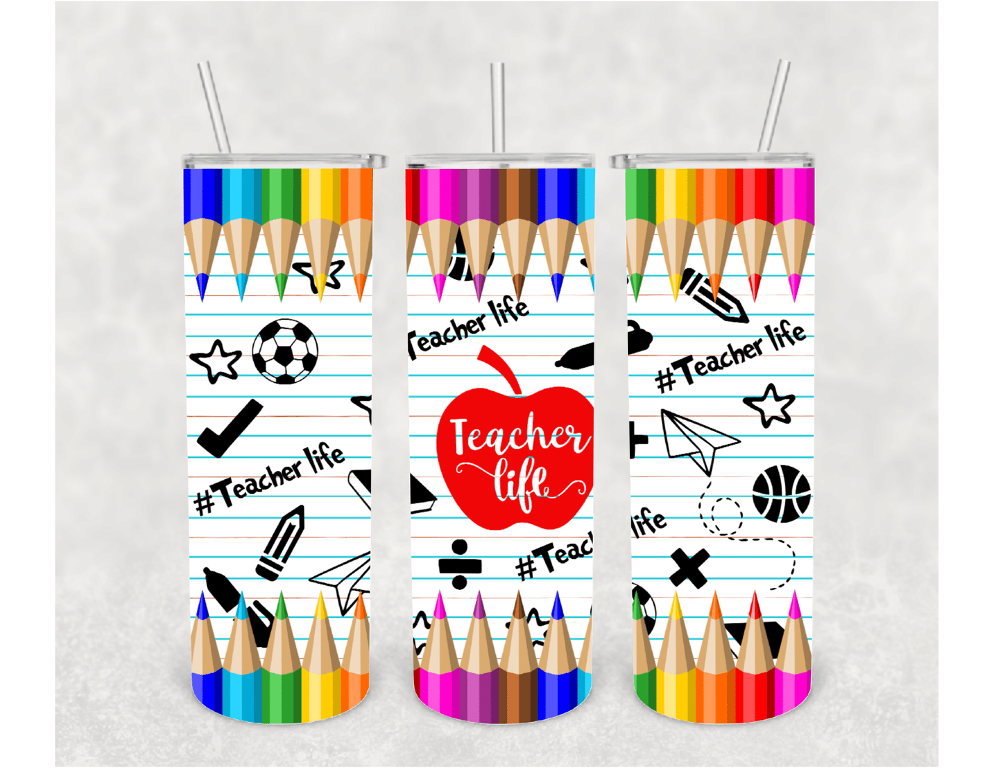 Color Pencil Teacher Life Tumbler