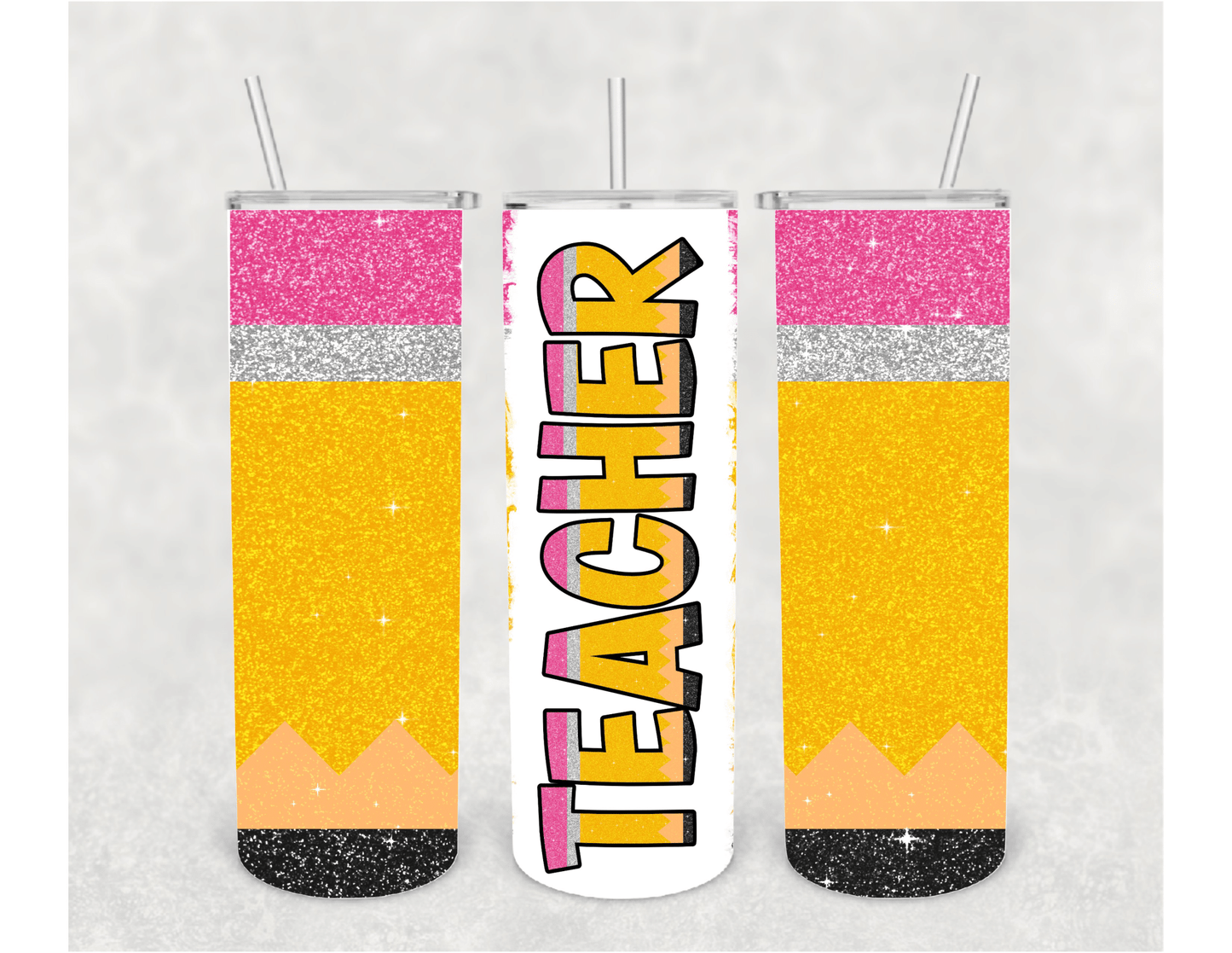 Glitter Pencil Teacher Tumbler